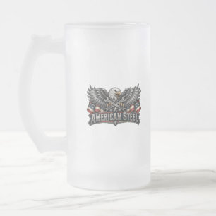Caneca De Cerveja Vidro Jateado Águia Americana de Aço de Dois Lados