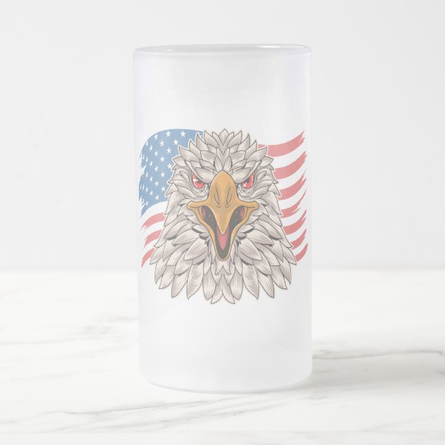 Caneca De Cerveja Vidro Jateado Águia Bald Americano (Centro)