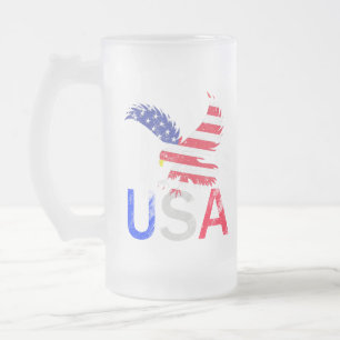 Caneca De Cerveja Vidro Jateado Águia EUA