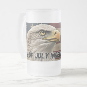 Caneca De Cerveja Vidro Jateado Águia Majestosa e Bandeira - Espírito de Liberdade
