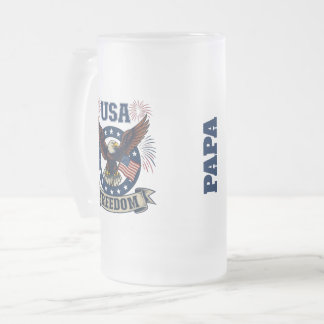 Caneca De Cerveja Vidro Jateado Águia Patriótica Personalizada Americana Liberdade