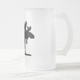 Caneca De Cerveja Vidro Jateado Alces no fraco