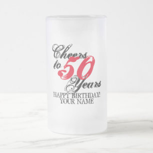 Caneca De Cerveja Vidro Jateado Alegra-se a 50 anos de presente personalizado 50º 