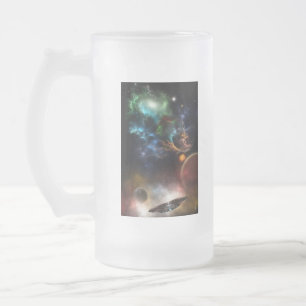 Caneca De Cerveja Vidro Jateado Além da Arte Fractal do Espaço e do Tempo