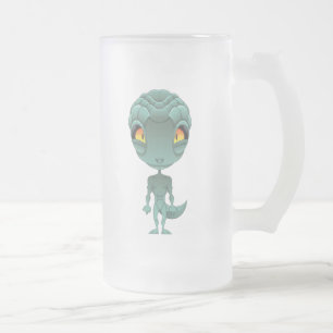 Caneca De Cerveja Vidro Jateado Alienígena bonito do Reptilian