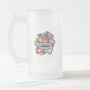 Caneca De Cerveja Vidro Jateado Almofada 'Equipe da Farmácia'