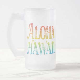 Caneca De Cerveja Vidro Jateado Aloha Hawaii