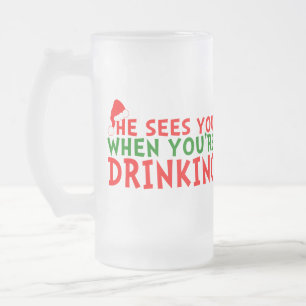 Caneca De Cerveja Vidro Jateado Amantes engraçados de bebendos de Natal