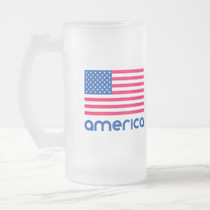 Caneca De Cerveja Vidro Jateado América