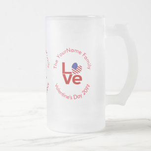Caneca De Cerveja Vidro Jateado América dos Estados Unidos Sinalizador Red Love Pe