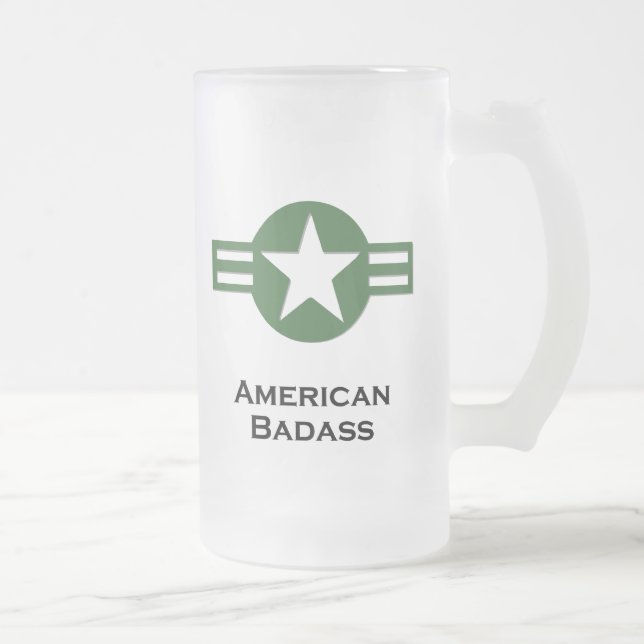 Caneca De Cerveja Vidro Jateado American Badass Green (Direita)
