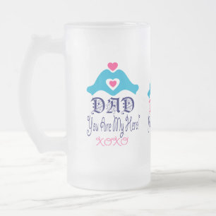 Caneca De Cerveja Vidro Jateado ☐ 🍺 Amo você Pai, você é meu herói fabuloso