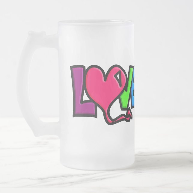 Caneca De Cerveja Vidro Jateado Amor (Esquerda)