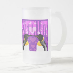 Caneca De Cerveja Vidro Jateado Amor do pinguim!