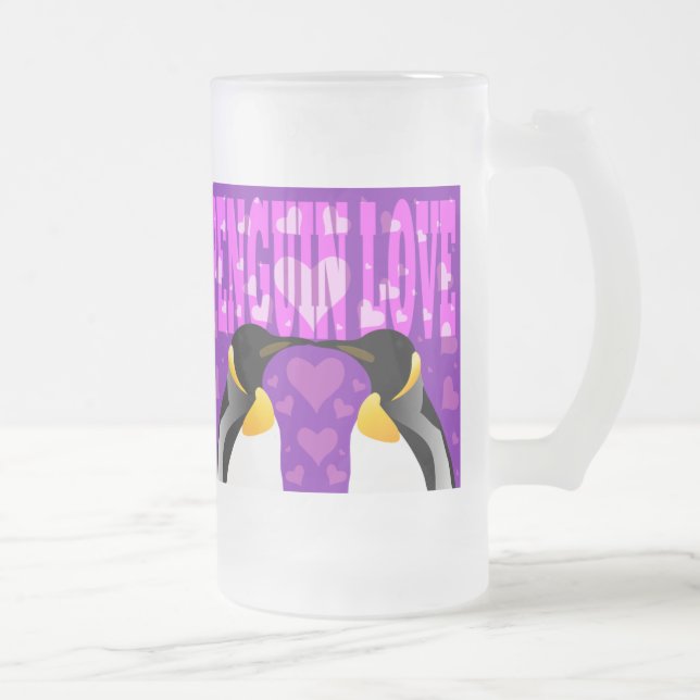 Caneca De Cerveja Vidro Jateado Amor do pinguim! (Direita)