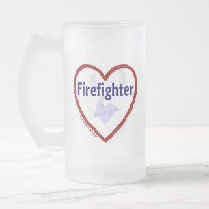 Caneca De Cerveja Vidro Jateado Amor Ser Bombeiro