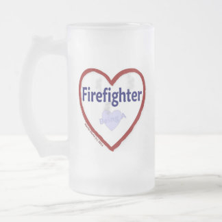 Caneca De Cerveja Vidro Jateado Amor Ser Bombeiro