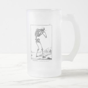 Caneca De Cerveja Vidro Jateado Anatomia médica de esqueleto humana antiga do