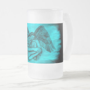 Caneca De Cerveja Vidro Jateado Angel Eros in Love, design preto e verde