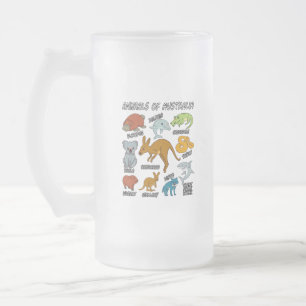 Caneca De Cerveja Vidro Jateado Animais Da Austrália