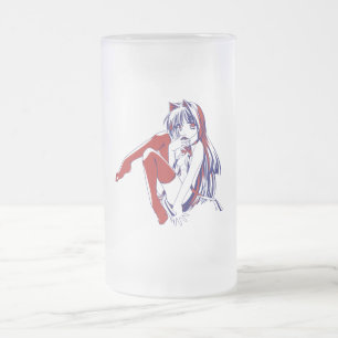 Caneca De Cerveja Vidro Jateado Anime Kawaii, Manga Americana Neko Catgirl