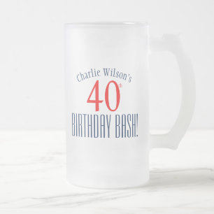 Caneca De Cerveja Vidro Jateado Aniversário Beer Mug - aniversário de 40 anos Bash