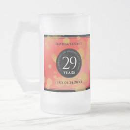 Caneca De Cerveja Vidro Jateado Aniversário de Casamento da Elegante 29 Garnet