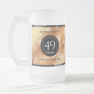 Caneca De Cerveja Vidro Jateado Aniversário de Casamento de Cobre Elegante 49º