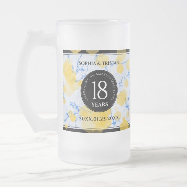 Caneca De Cerveja Vidro Jateado Aniversário de Casamento de Porcelana 18 (Esquerda)