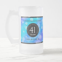 Caneca De Cerveja Vidro Jateado Aniversário de Casamento de Topaz Azul Elegante 41