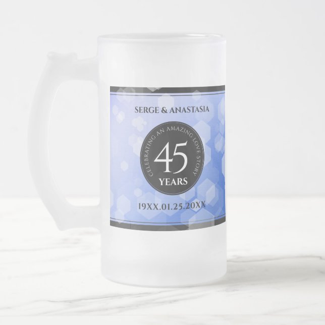 Caneca De Cerveja Vidro Jateado Aniversário de Casamento do Elegante 45º Sapphire (Esquerda)