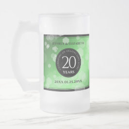 Caneca De Cerveja Vidro Jateado Aniversário de Casamento Elegante 20 Emerald