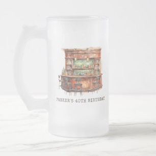Caneca De Cerveja Vidro Jateado Aniversário do bar Adulto Qualquer Idade