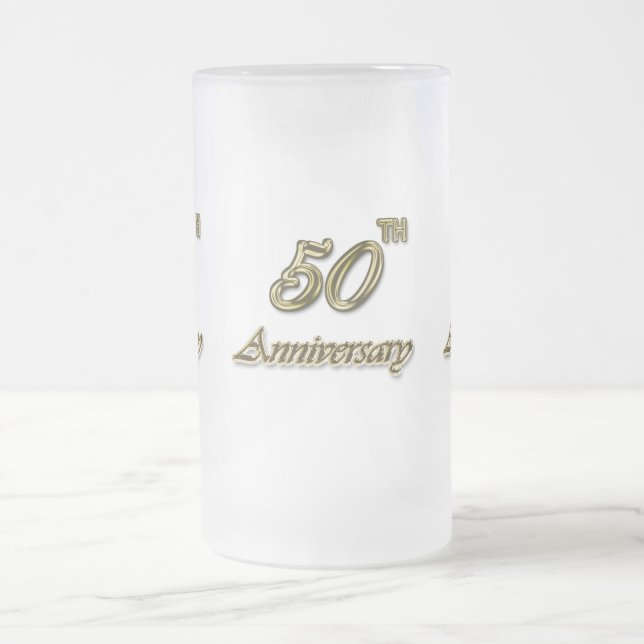 Caneca De Cerveja Vidro Jateado Aniversário do ouro 50th (Centro)