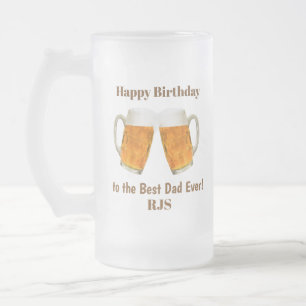Caneca De Cerveja Vidro Jateado Aniversário Papai Melhor do Mundo Monograma
