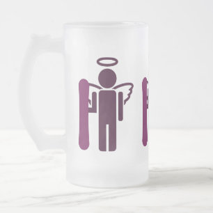 Caneca De Cerveja Vidro Jateado anjo do snowboard