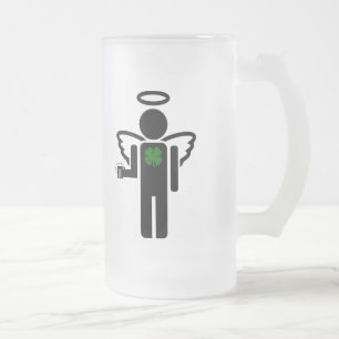 Caneca De Cerveja Vidro Jateado anjo irlandês