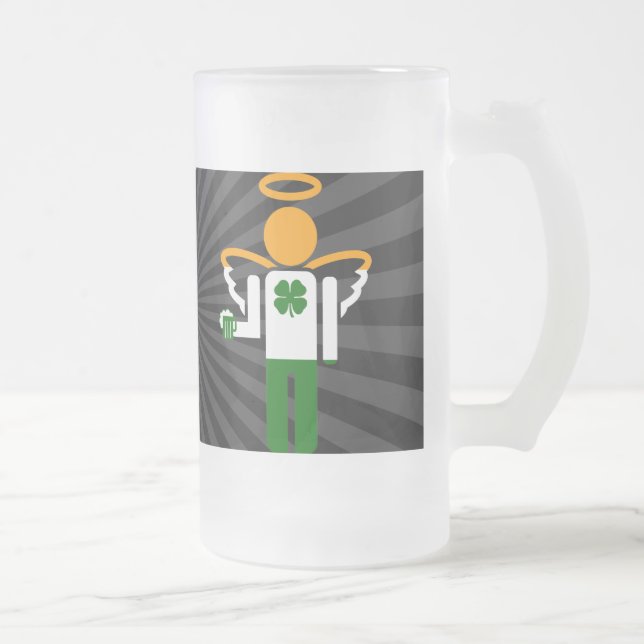 Caneca De Cerveja Vidro Jateado anjo irlandês. (Direita)