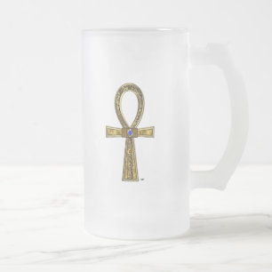 Caneca De Cerveja Vidro Jateado Ankh