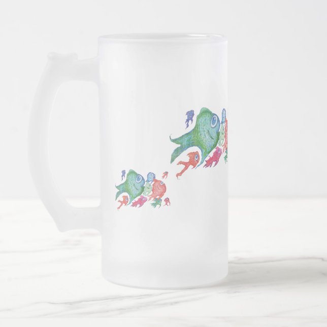 Caneca De Cerveja Vidro Jateado Antecipação da pesca (Esquerda)