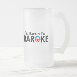 Caneca De Cerveja Vidro Jateado Anti-Obama - diga Barack Im Baroke