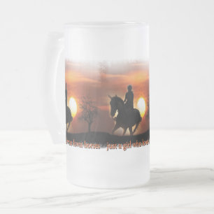 Caneca De Cerveja Vidro Jateado apenas uma garota que ama cavalos