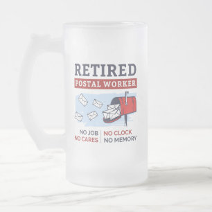 Caneca De Cerveja Vidro Jateado Aposentadoria do Trabalhador Postal Carteiro Apose