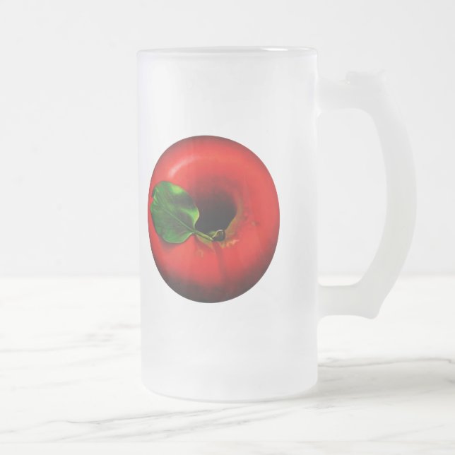 Caneca De Cerveja Vidro Jateado Apple vermelho projeta (Direita)
