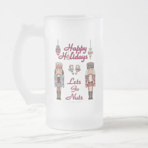 Caneca De Cerveja Vidro Jateado Apresentador de Natal Vamos Quebrar Nozes