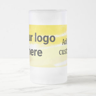 Caneca De Cerveja Vidro Jateado Aquarela amarela simples adicione seu logotipo tex
