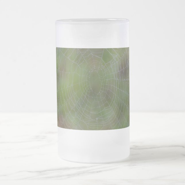 Caneca De Cerveja Vidro Jateado Aranha Com Gotas De Vidro Fosco (Centro)