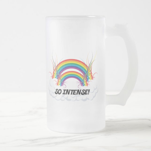 CANECA DE CERVEJA VIDRO JATEADO ARCO-ÍRIS DOBRO TÃO INTENSO (Direita)