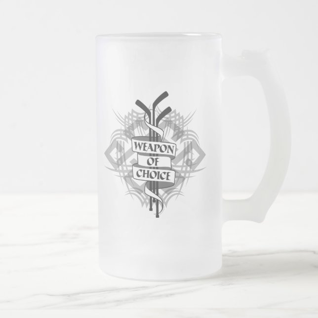 Caneca De Cerveja Vidro Jateado Arma De Escolha (Hóquei) (Direita)