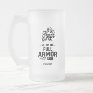 Caneca De Cerveja Vidro Jateado Armadura Espiritual de São José, Presente de Pai C